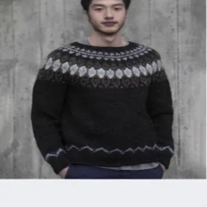 Men Nordic pattern crewneck knit sweater long sleeve casual pullover winter top fashion apparel