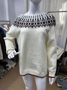 Damen lässiger Rundhals Farbblock Pullover lose Strickware Mode Winter warm elegant stylisches Top