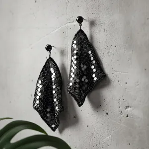 Boucles d'Oreilles Pendantes Paillettes Losange Géométrique Avec Tige en Argent Sterling 925 Longues Boucles Cuivre