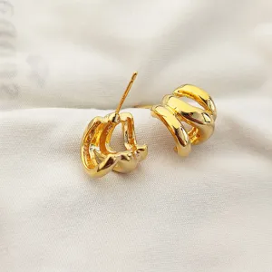 Boucles d'oreilles géométriques dorées entrelacées vintage clous d'oreilles métal