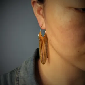 Boucles d'oreilles longues à franges exagérées, style vacances d'été bijoux pendants dorés
