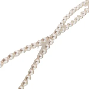 Élégant collier de perles blanches, sautoir en perles de verre polyvalent pour la mode féminine.