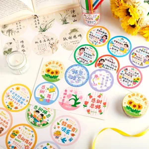 Selbstklebende Runde Verpackungsaufkleber Cartoon Blumenmuster Dekorative Geschenkbox Umschlag Versiegelungsetiketten Für Büro Schule Schreibwaren