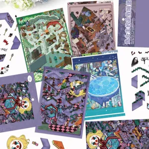 3D DIY miniature castle scene paper craft sticker set, creative decompression handmade toys kit.