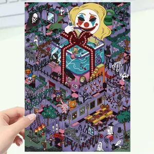 3D Gothic Cartoon Castle Diorama Sticker Creative DIY Miniature Scene Spooky Decor 4Pcs