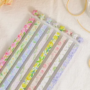 Frisse Bloemenpatroon Origamipapier Strips Voor Geluksster DIY Handgemaakte Gekleurde Vouwpapier Knutselen Kantoor Schoolbenodigdheden