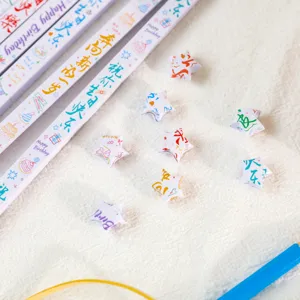 Bastelset Glückssterne aus Papier mit Geburtstagswünschen, ideales DIY Geschenk für Freunde.