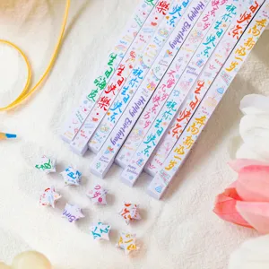 Geburtstag Stern Origami Papier Streifen DIY Set mit Grußtext für Freunde und Familie.