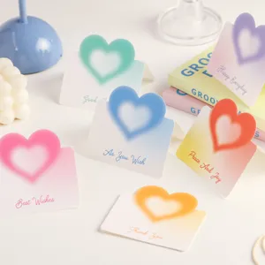 Cartes Vœux Tridimensionnelles Cœur Dégradé en Papier Cartonné Cartes Message Créatives pour Bénédiction Anniversaire Papeterie