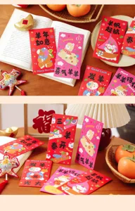 Chinese new year red envelopes cute cartoon sheep lucky money packets spring festival lucky pouch
