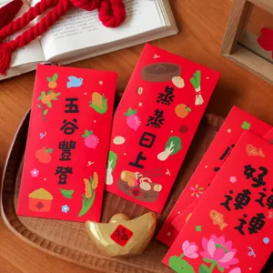Sobres rojos para inauguración de casa, set de sobres tradicionales con diseños de buena suerte.