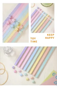 Pastell Origami Papierstreifen und Gluecksstern Set fuer Basteln, Geschenke fuer Kinder.
