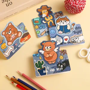 Cute cartoon animal greeting cards set, vintage style mini blessing cards for kids.