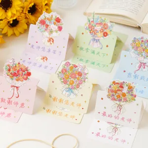 3D Lehrertag Grußkarte mit Blumenstrauß Design, Dankeskarte für Lehrer Geschenke Deko.