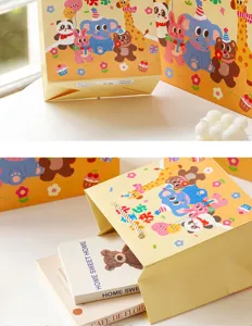 Cute cartoon children gift bags paper present packaging for party birthday cute animal gift bags