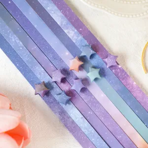 Tiras de papel origami galaxia y estrellas de la suerte kit DIY para regalos hechos a mano.