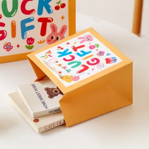 Sac cadeau mignon style ins pour enfants sac en papier jaune emballage anniversaire