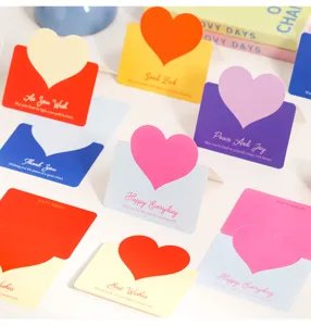 Kreative Herz Grußkarten Set, bunte Papier DIY Karten mit süßen englischen Segenswünschen.