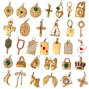 Surtido de dijes y colgantes de acero inoxidable chapado en oro de 18K para hacer joyas DIY