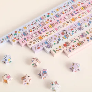 Leuke cartoon ster origami papier strips voor handwerk knutselen gelukssterren vouwen.
