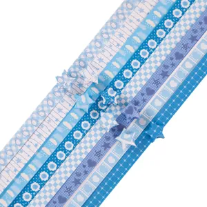 Blaue Gluecksstern Origami Papierstreifen niedliches Bastelpapier zum Sterne falten.