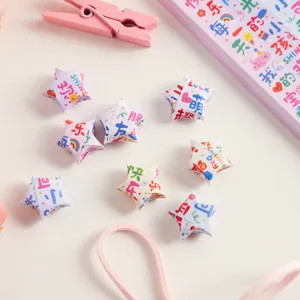 Bunte Glücksstern Origami Papierstreifen DIY Set süße Cartoon Muster für Kinder basteln