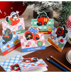 Cute cartoon cat 3D greeting card for school season and student blessing message card