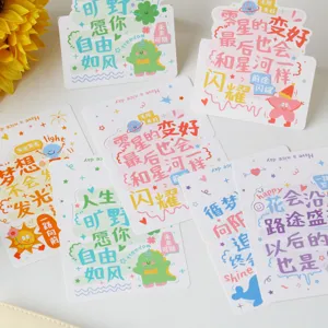 Inspirierende Text Grußkarten Set Dreidimensionale Mini Cartoon Geschenkkarten Schulzeit Blumen Bäckerei Dekoration Handgezeichneter Stil