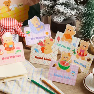 3D Cartoon Bär Grußkarte Süße Tiere Nachricht Karte Für Feiertag Bäckerei Blumenladen Geschenk Dekoration Handgeschriebene Segenskarte