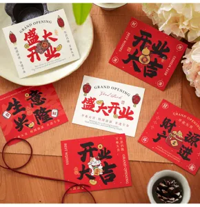Grand opening greeting cards set, decorative cards for flower shop, blessing cards for business.