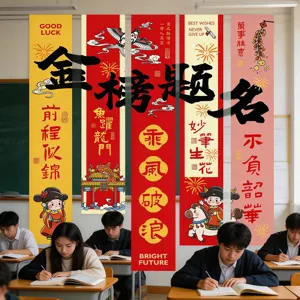 Inspirierende Abschluss Banner Stoff Hängende Tapisserie Chinesischen Stil Motivierende Klassenzimmer Dekor Hintergründe Für Schule Prüfungen Party Bedarf
