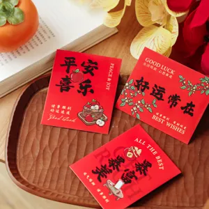 Rotes Grußkarten Set mit inspirierenden chinesischen Segenssprüchen für Geschenke und Deko.