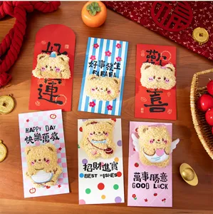 Süße Plüsch Cartoon Geldbeutel für das chinesische Neujahrsfest, festliche Umschläge.