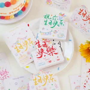 Handmade 3D happy birthday greeting cards set, colorful graffiti blessing message cards for gift.