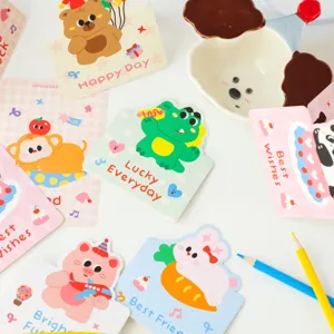 Süße Cartoon-Grußkarten für Kindergeburtstag und Feiertage, 3D gefaltete Wunschkarten Briefpapier.