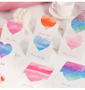Aquarell Herz Grußkarten mit 3D Design und schönen Segenswünschen für DIY Geschenke.