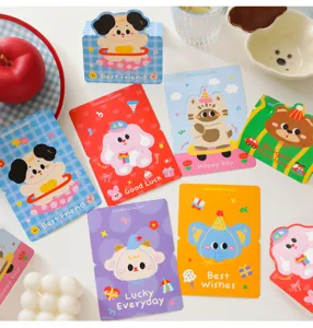 Set di biglietti d'auguri pieghevoli con animali per regali di compleanno e feste.