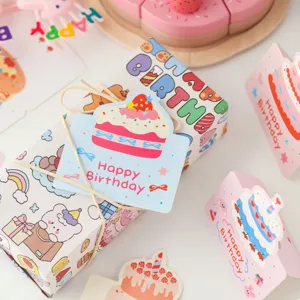 Kindergeburtstag Grußkarten Set mit süßem Kuchendesign Geschenkboxen für Party Einladungen