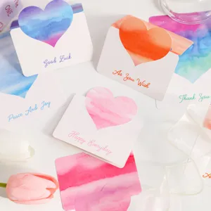 Aquarell Herz Grußkarten Set mit süßen Umschlägen und Segenswünschen für Geburtstag und DIY.