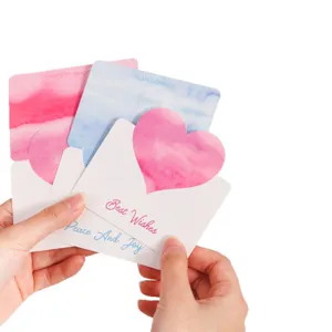 Kreative herzförmige 3D Grußkarten Postkarte Aquarell Design Segensnachricht Karten Set.