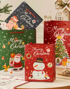 Weihnachtsgeschenk Tüten Set, süße Cartoon Weihnachtsmann Papiertüten für Süßigkeiten.