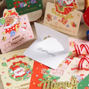 Christmas 3D greeting cards cute cartoon mini message blessing cards set for holiday