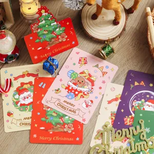 Christmas 3D greeting cards set cute cartoon mini holiday message cards for kids celebration.