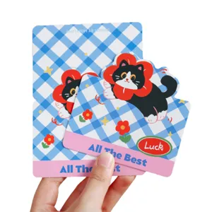 Cute cartoon cat 3D greeting card student reward blessing message postcard for school