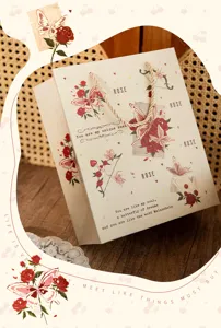 Vintage rose butterfly paper gift bag for Valentine's Day party favor packaging 1pc