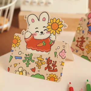 Niedliche 3D Cartoon Hase Grußkarte für studentische Prüfungserfolg Segen und Wünsche Karte