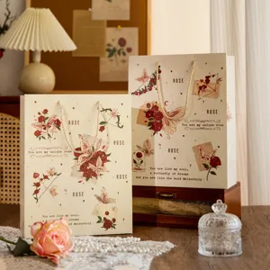 Vintage rose butterfly gift paper bags for Valentine day party wedding presents packaging.