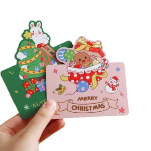 Christmas 3D greeting cards cute cartoon mini message cards set for holiday blessings