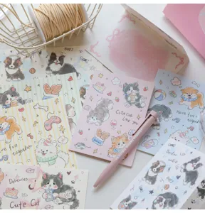 Süße japanische handgezeichnete Katzen und Hunde Grußkarten schöne Faltpostkarten Geschenk