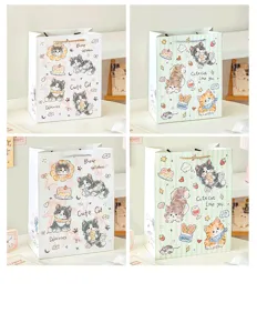 Niedliche Cartoon-Katzen Papiertüten, süßes Kätzchen Design für Geburtstagsgeschenke und Verpackung.
